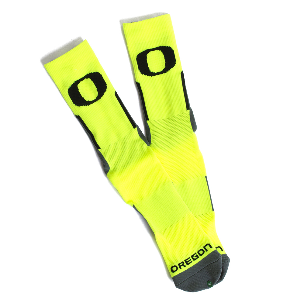Classic Oregon O, Donegal Bay, Yellow, Crew, Accessories, Unisex, Performance, Sock, 733994